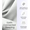 image:imageGrounding Sheets Queen Size 94 Organic Cotton 6 Conductive Silver Fitted 60x80x15 Gray with 15 Ft CordPillowcase  Off White