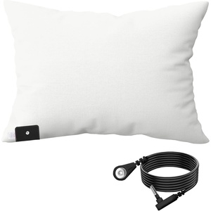 image:imageGrounding Sheets Queen Size 94 Organic Cotton 6 Conductive Silver Fitted 60x80x15 Gray with 15 Ft CordPillowcase  Off White