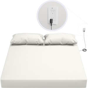 image:imageGrounding Sheets Queen Size 94 Organic Cotton 6 Conductive Silver Fitted 60x80x15 Gray with 15 Ft CordTwin  Off White