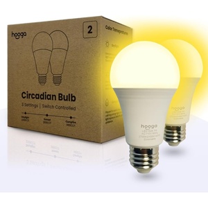 image:imagehooga Circadian Rhythm Full Spectrum LED Light Bulb  2700K 2100K 1400K FlickerFree Blue Light Free Night Mode 7W Energy Efficient Warm White for Sleep Relaxation amp Focus  4 PackCircadian 2pack